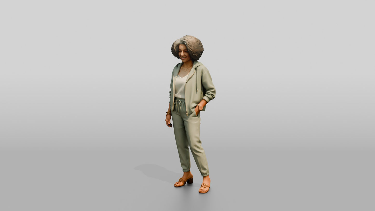 African-American Woman in Summer Tracksuit