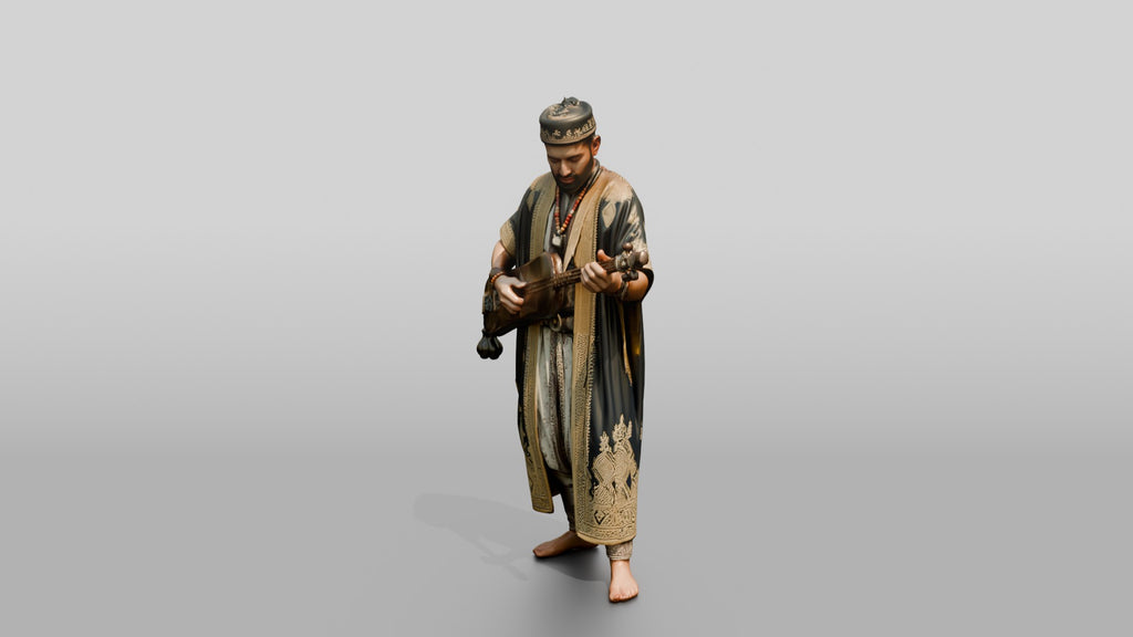 Gnawa Musician Playing Guembri Lute