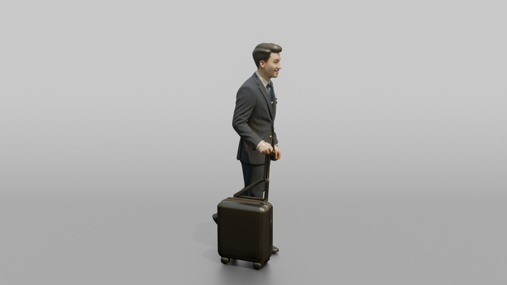Caucasian Flight Attendant Holding a Coffee Tray