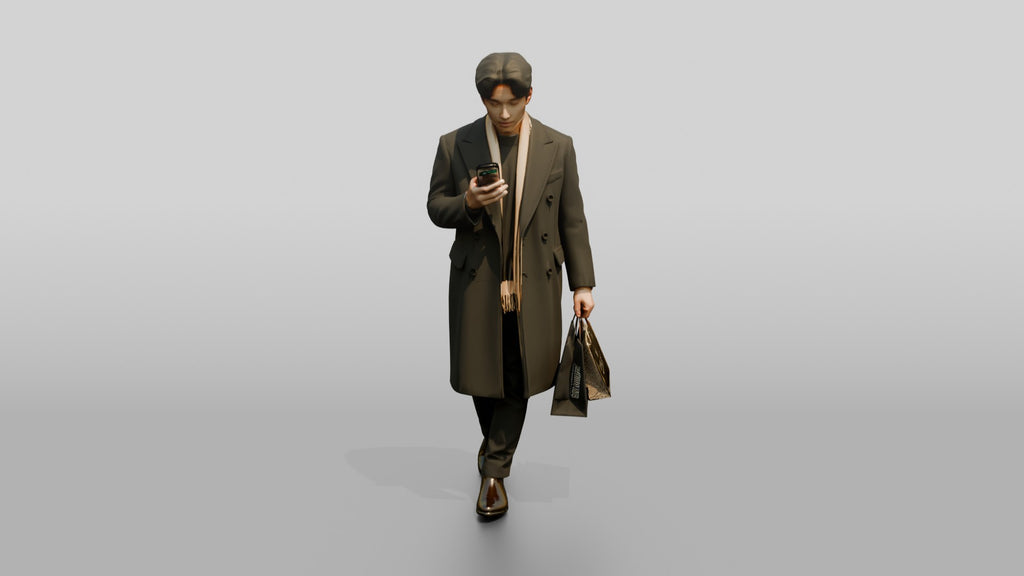 Man Checking Phone While Shopping