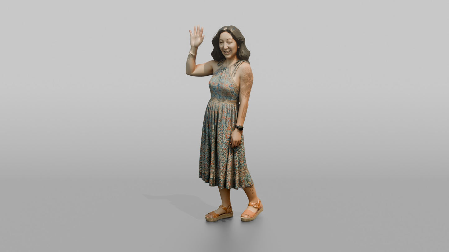 Vacationer Wearing Halter Dress And Platform Sandals