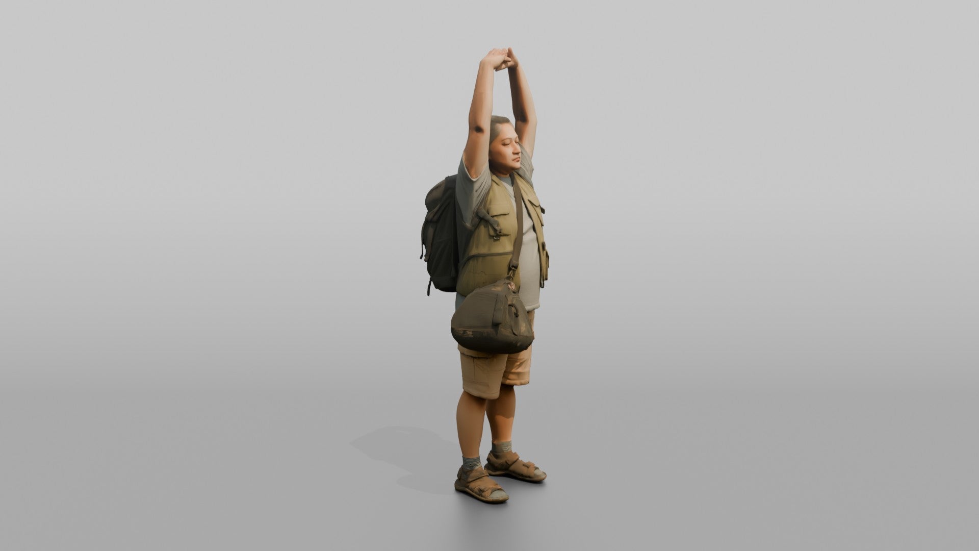 Traveler Stretching After A Long Flight