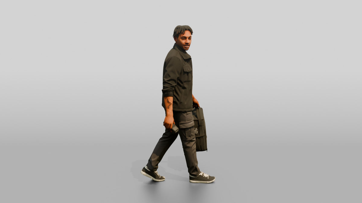 Food Delivery Courier - 3D character model, view 2