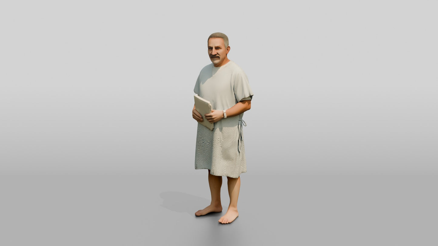 Elderly Man Patient Holding a Notebook
