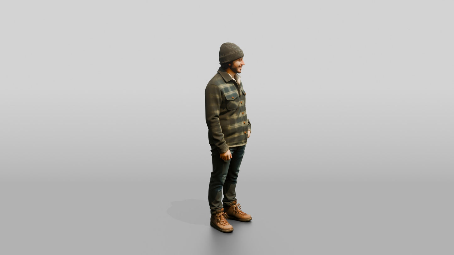 Latino Man in Fleece-Lined Flannel Jacket
