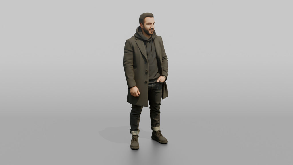 Middle Eastern Man in Long Overcoat and Boots