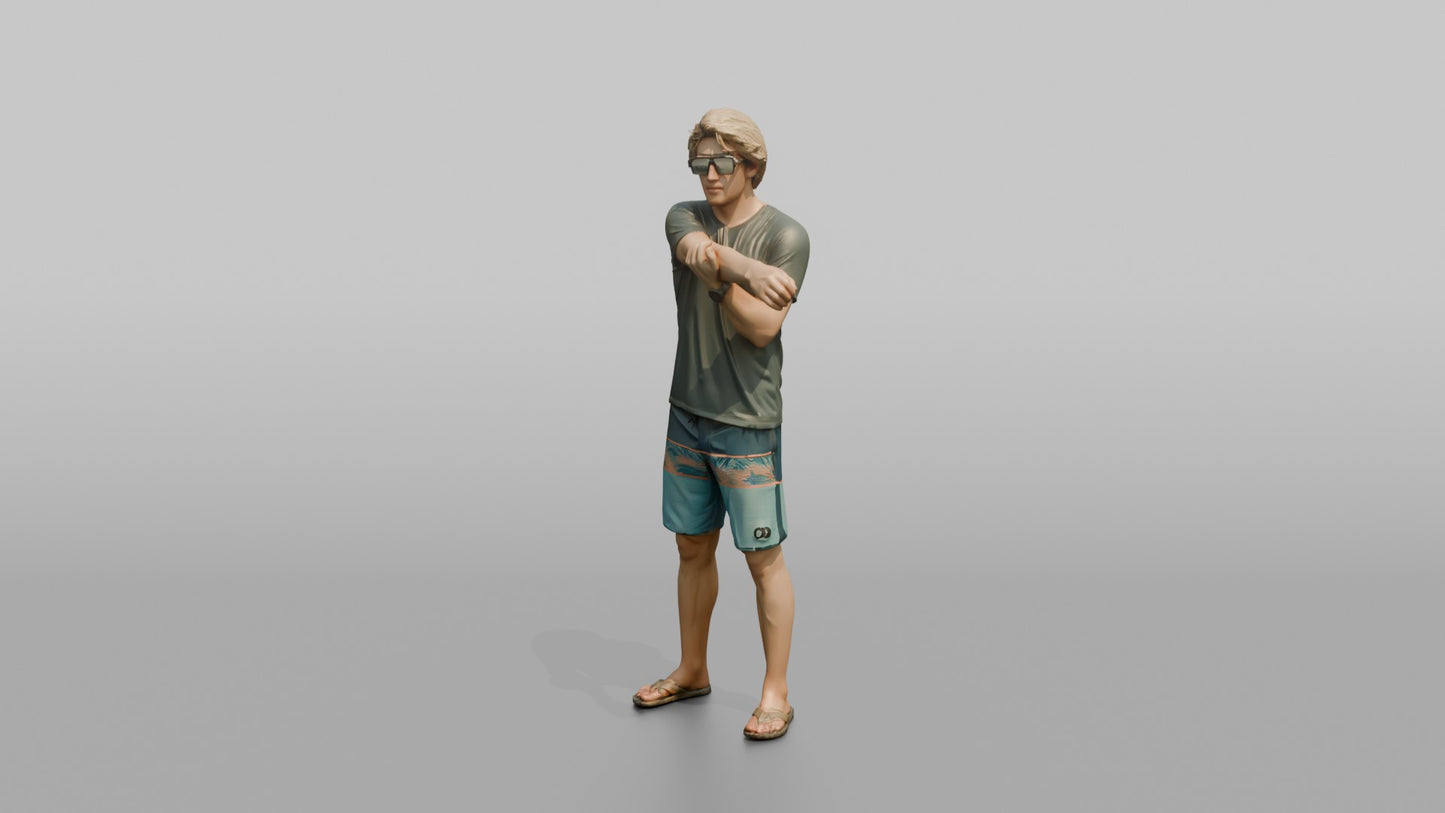 Surfer Stretching Before Heading Out