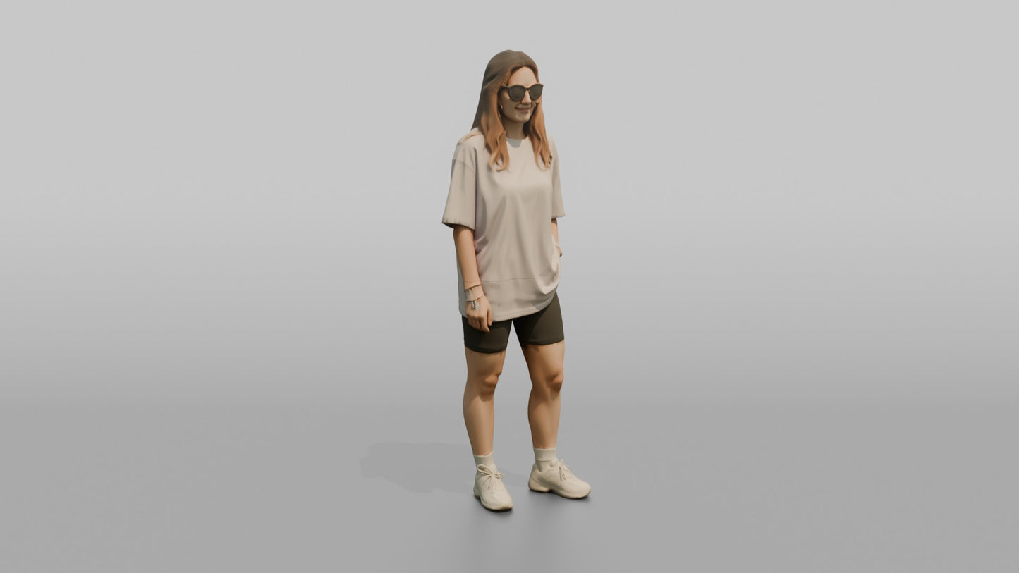 Woman Standing in a Pastel Oversized T-Shirt