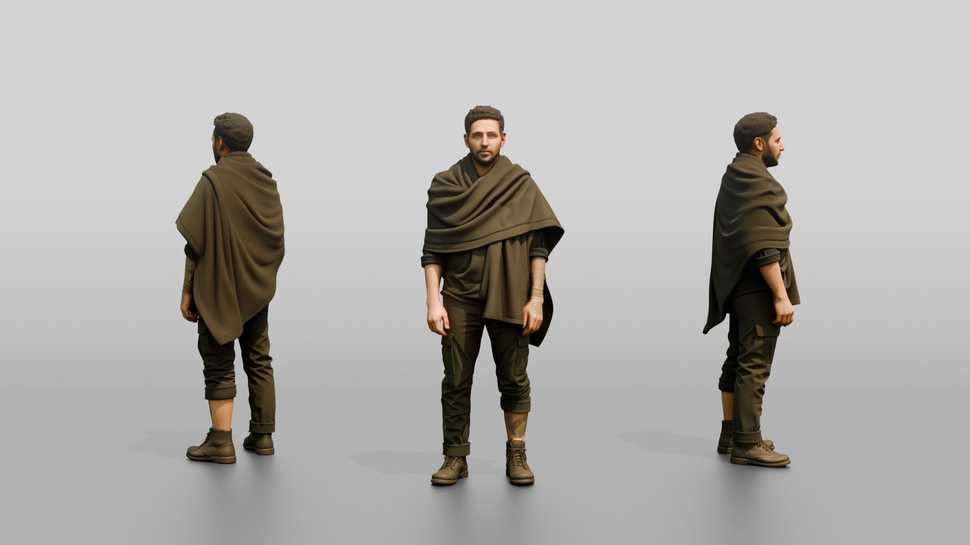 Homeless Man Wrapped in a Dark Utility Blanket