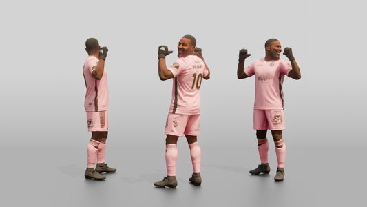Soccer Player Pointing to Jersey Name
