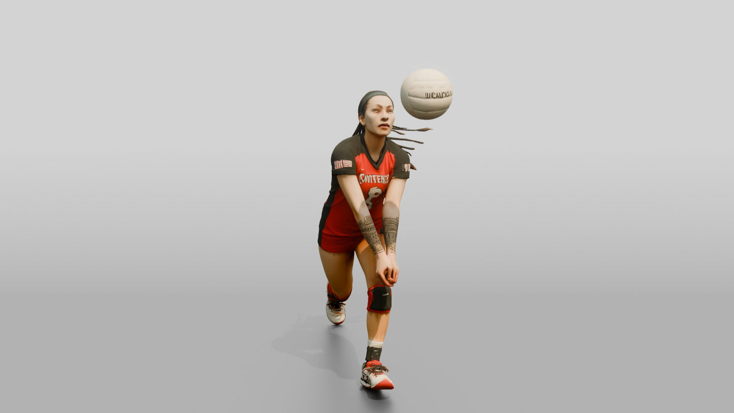Female Volleyball Player in Red and Black Kit