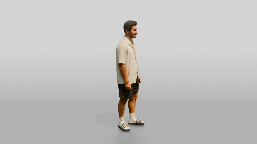 Man Rolling Up His Shorts Hem