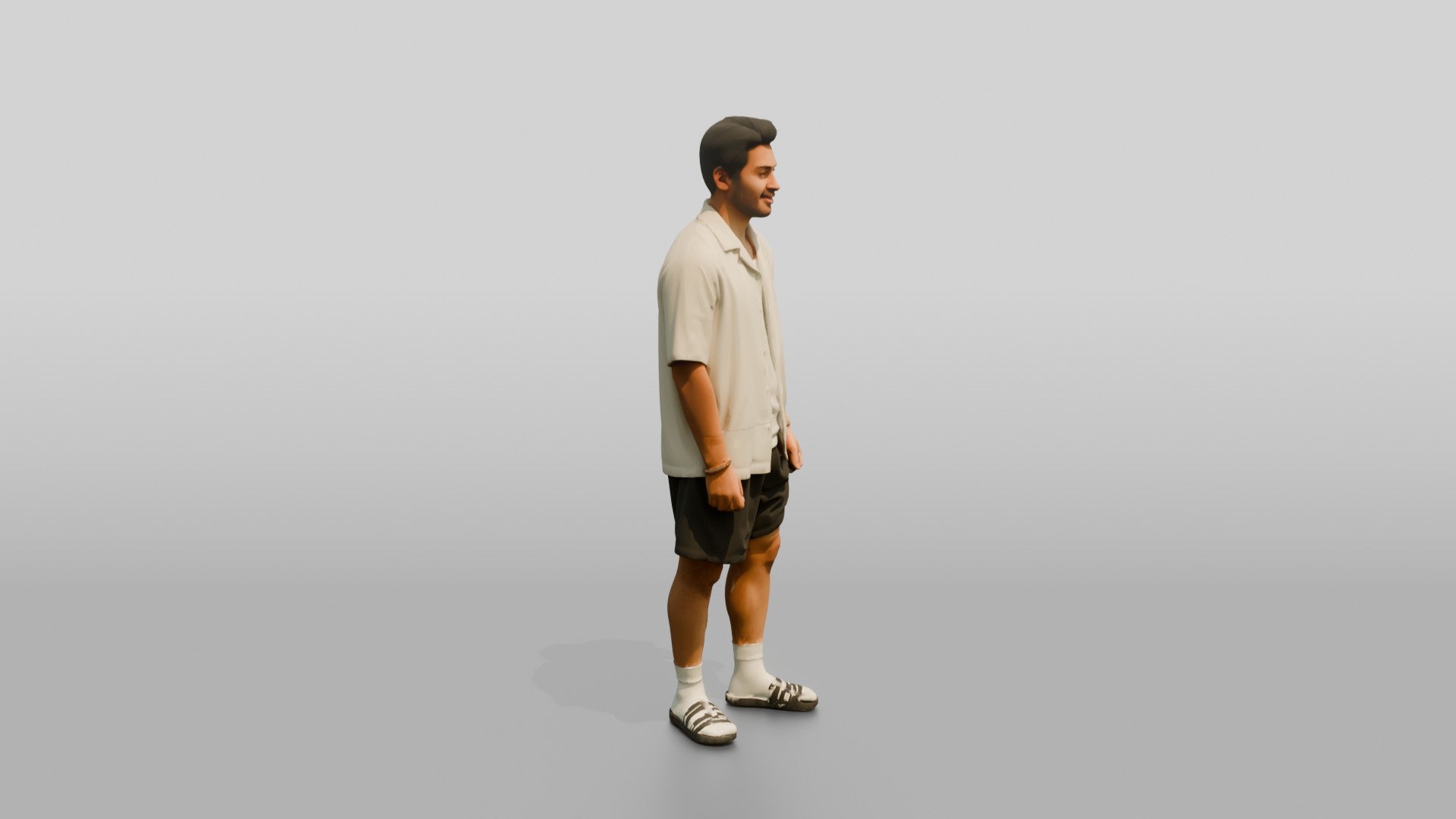 Man Rolling Up His Shorts Hem
