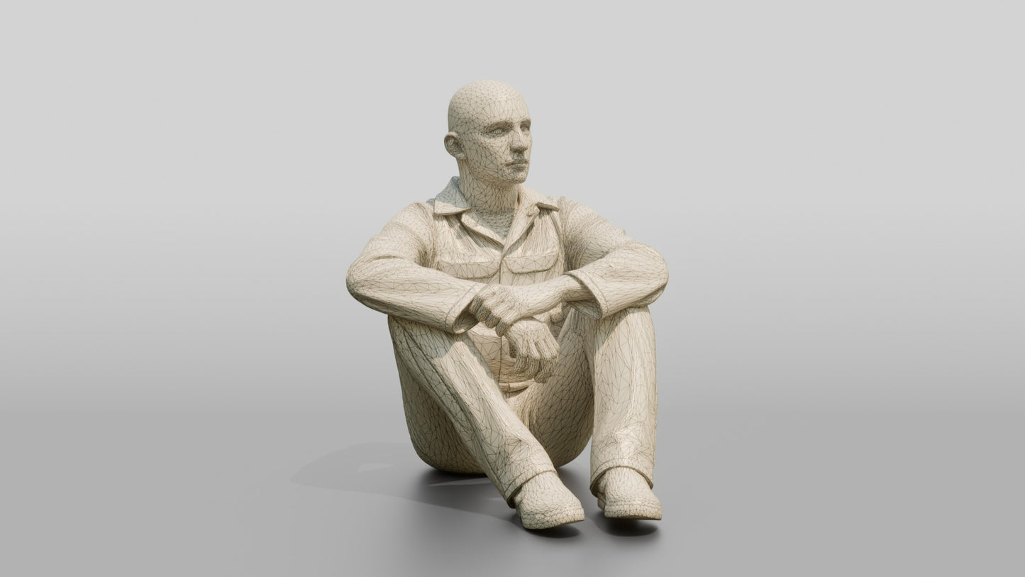 Caucasian Male Prisoner in a Green Uniform