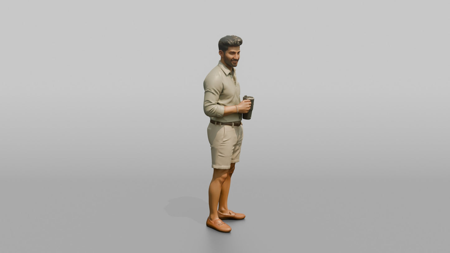 Vacationer Wearing Fitted Linen Shirt