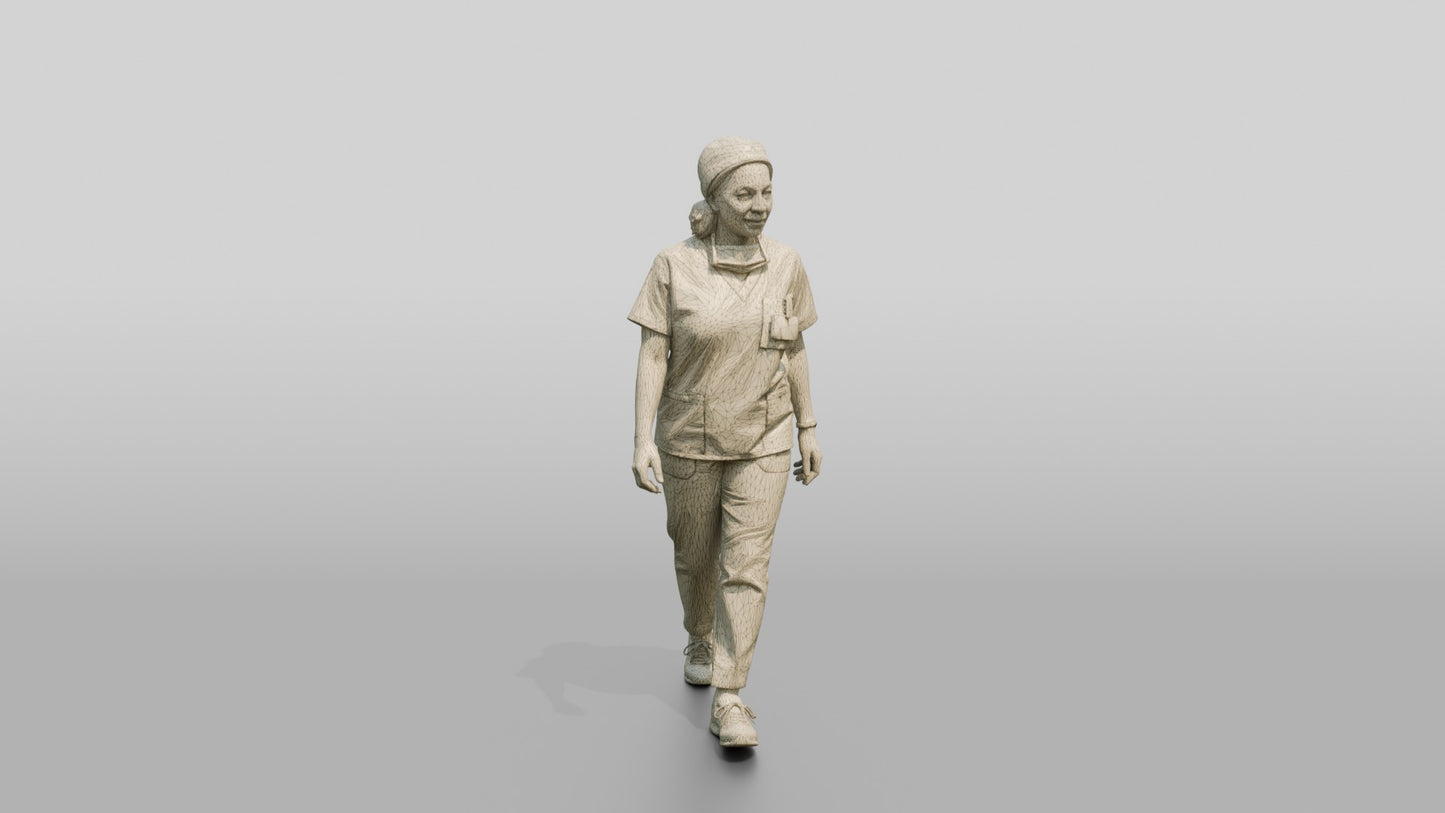 Older Black Woman Doctor Walking