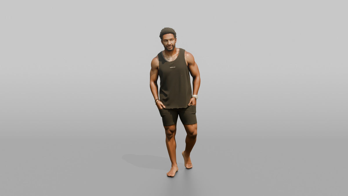 Fitness Influencer Man Standing With A Slight Lean, Hands In Pockets - 3D character model, view 5