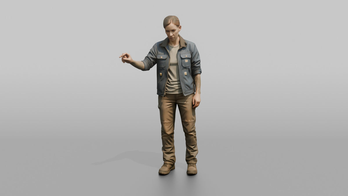 Farmer Operating Mechanical Seed Sorting Machine - 3D character model, view 1