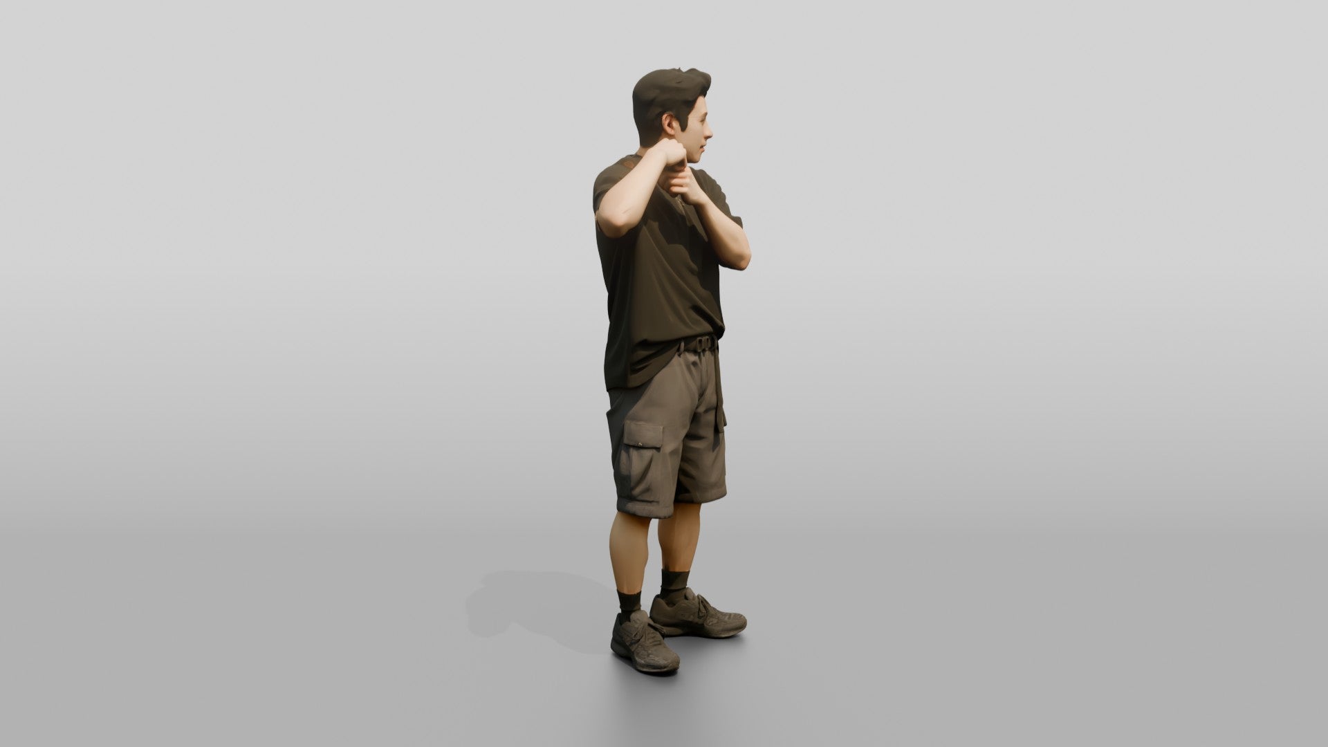 Man Adjusting Strap in Oversized Streetwear