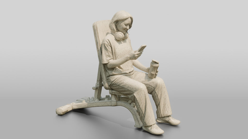 Woman Sitting with Shaker and Phone