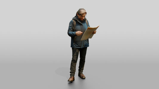 Woman Navigating City Square - 3D character model, view 1
