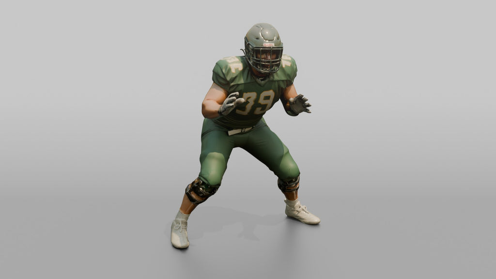 Offensive Lineman Setting His Feet in Protection