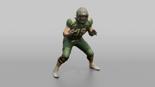 Offensive Lineman Setting His Feet in Protection - 3D character model, view 1