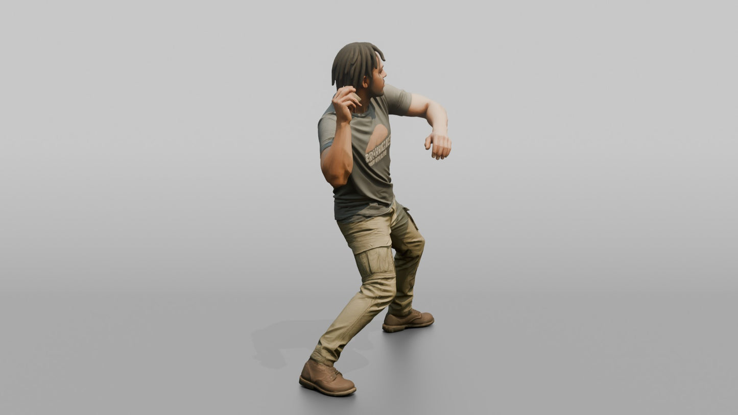 Protester Man Throwing a Punch