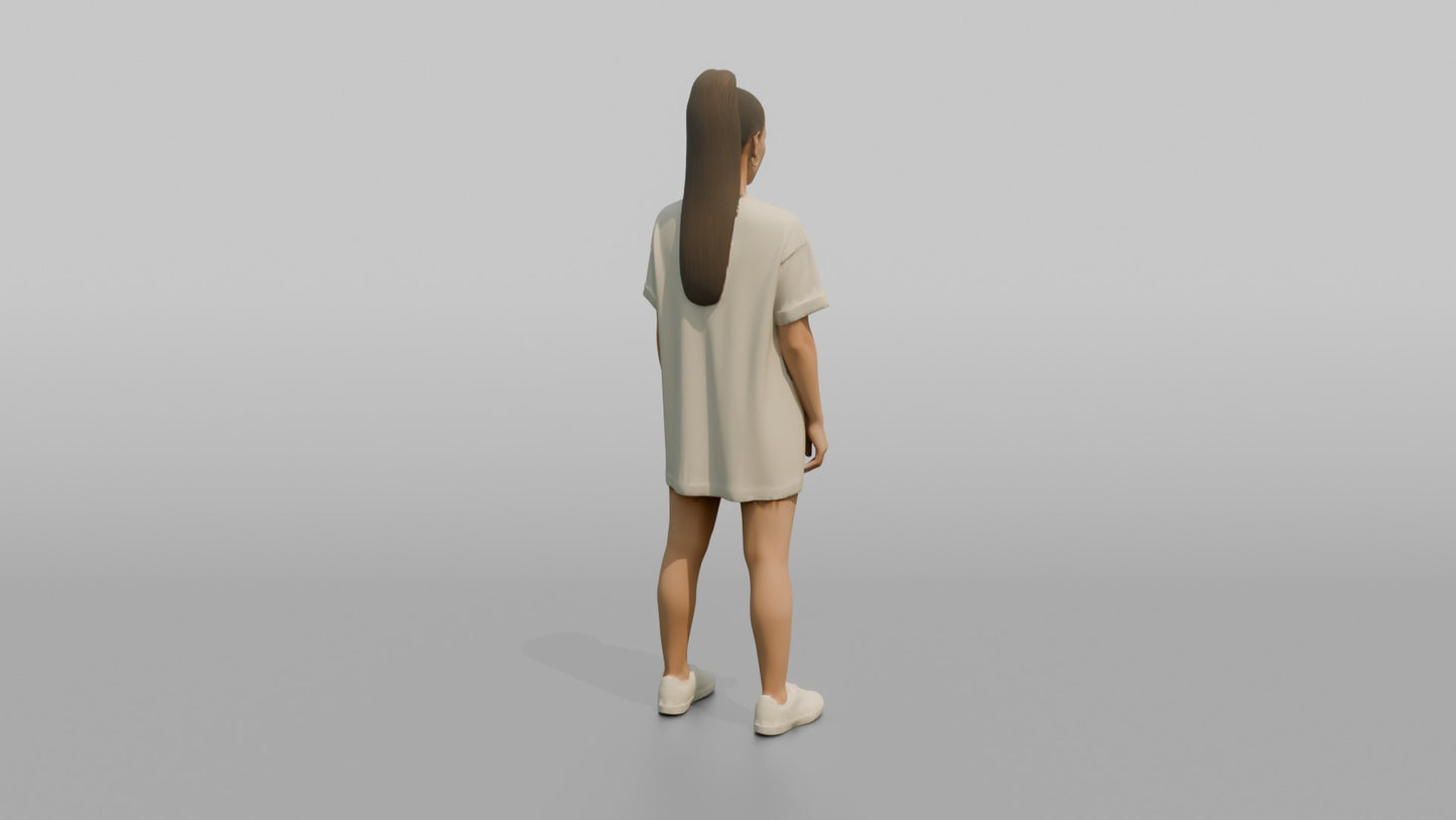 Woman Standing in an Oversized T-Shirt Dress