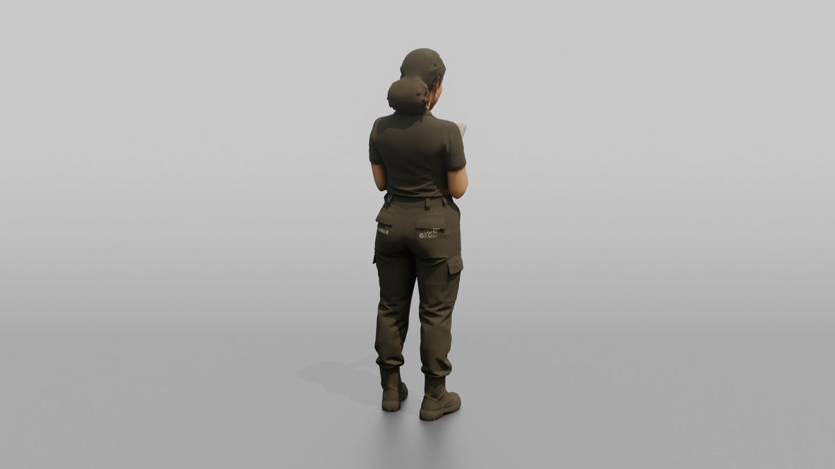 Door Staff Man Checking A Phone For A Guest List Name - 3D character model, view 3