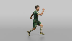 Japanese Player Pumping His Fist in Celebration - 3D character model, view 1