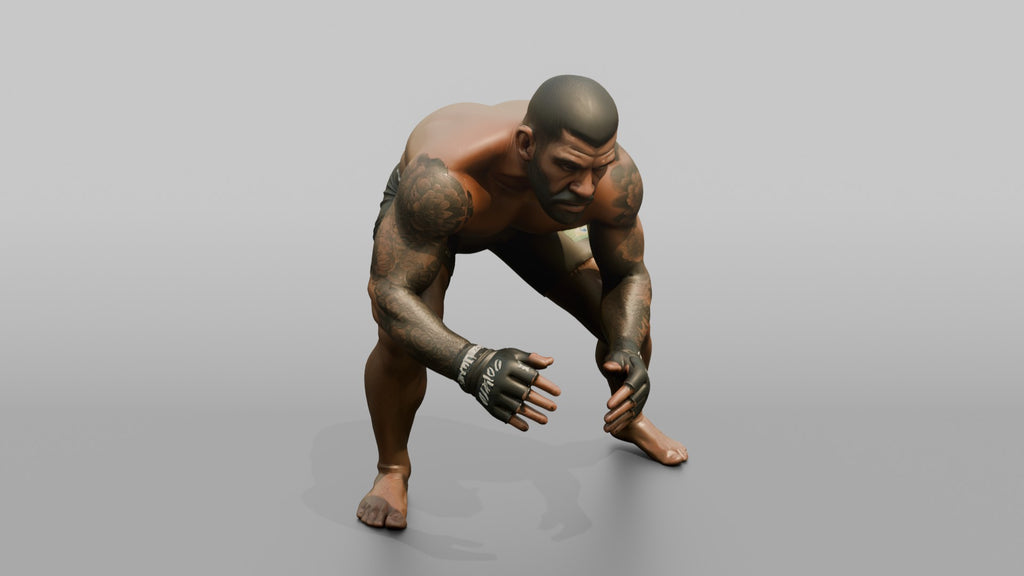 BJJ Fighter Predatory Low Wrestling Stance