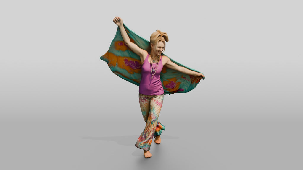 Tie-Dye Dancer with a Flowing Shawl