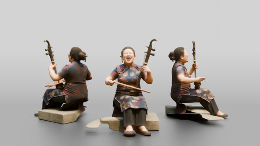 Chinese Woman in Qipao Playing Erhu - 3D character model