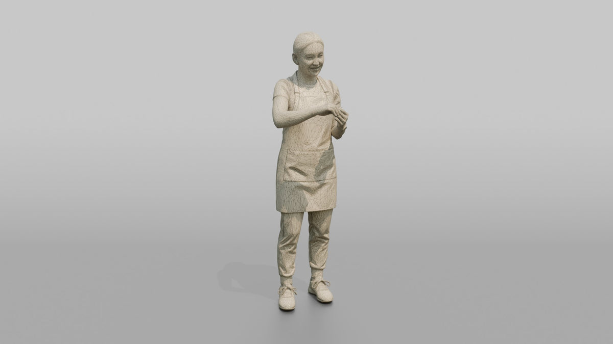 Nail Technician Man Gesturing With Hands As If Filing Nails - wireframe topology preview