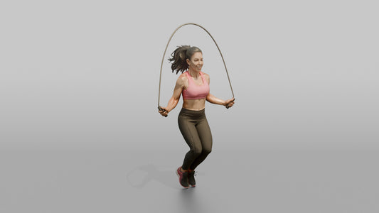 Cardio Athlete Woman Mid-jump With A Jump Rope - 3D character model