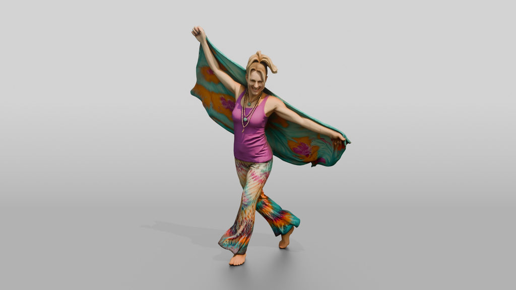 Tie-Dye Dancer with a Flowing Shawl