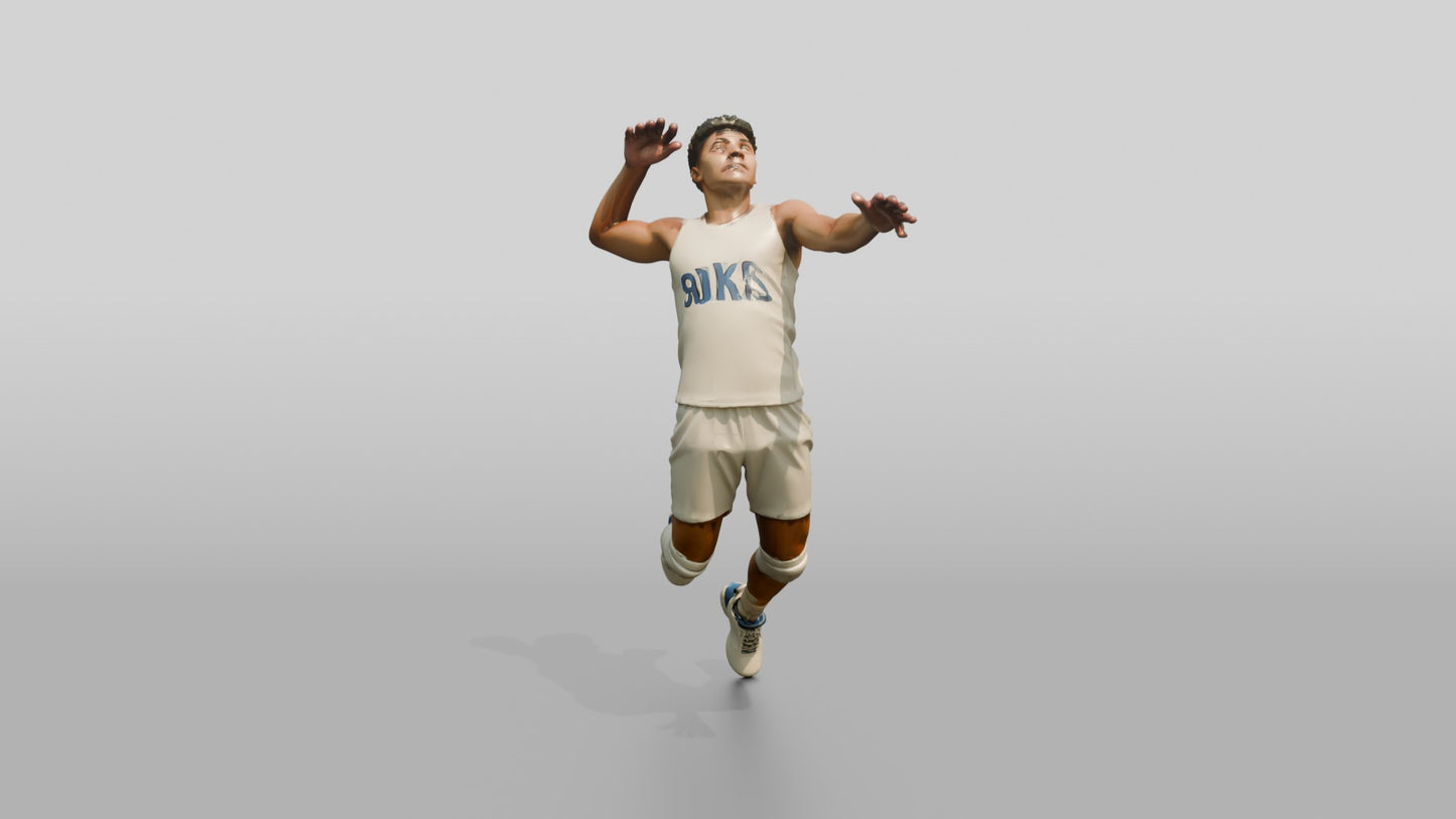 Hispanic Male Volleyball Player in Solid White Uniform