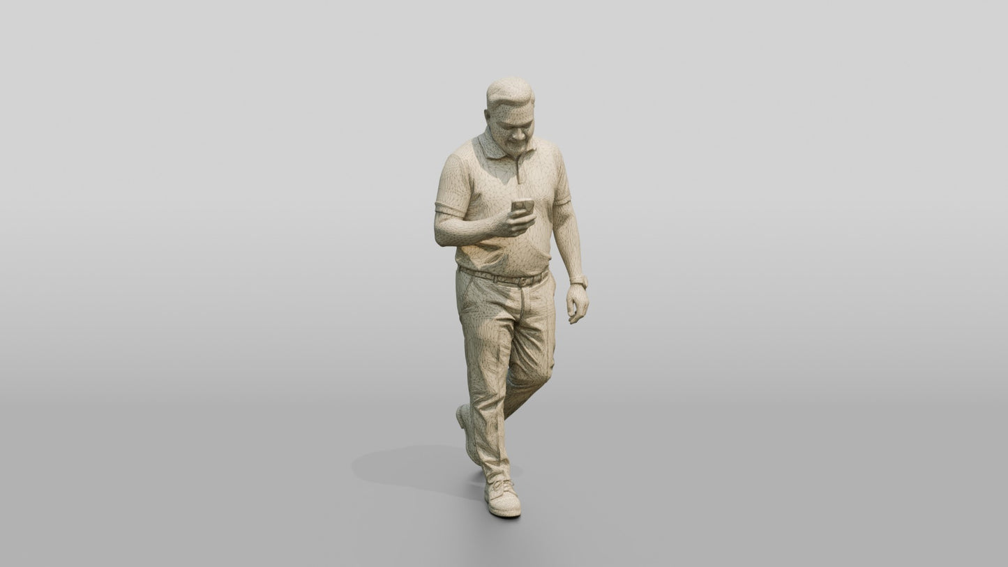 Man Checking His Phone in the Hallway